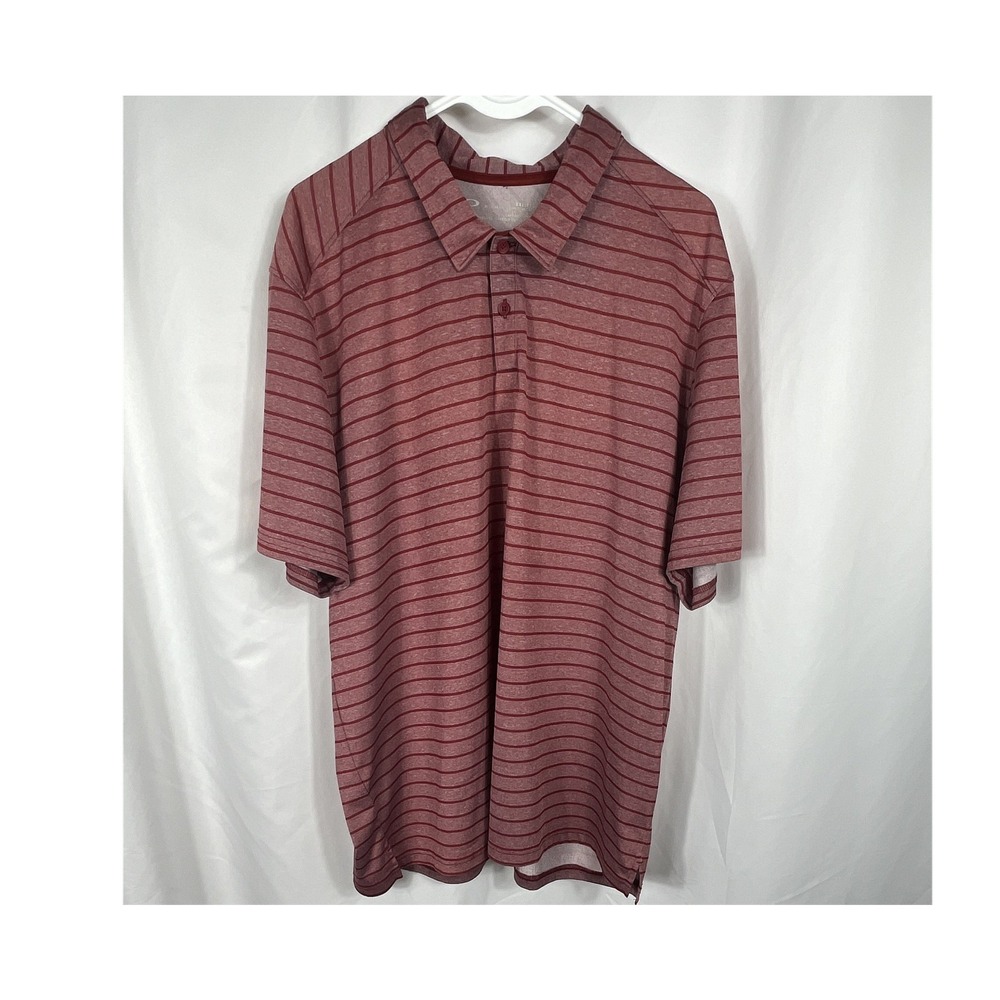 Oakley Polo Shirt Men's Size XXL Red Striped Short Sleeve